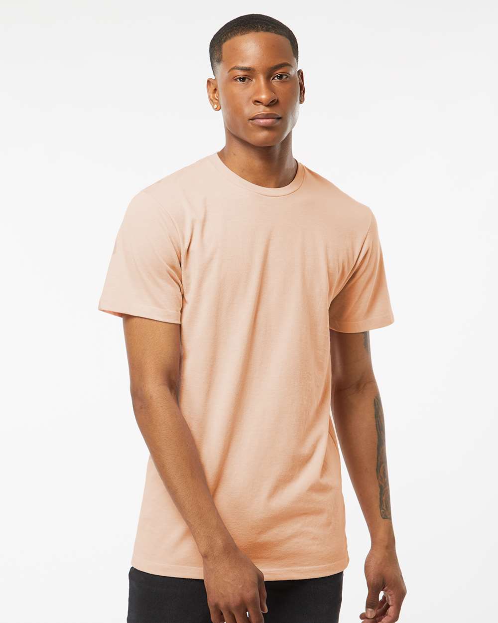 Men's Premium Cotton Blend T-Shirt - OnModelFront - B11059312 - Peach Heather
