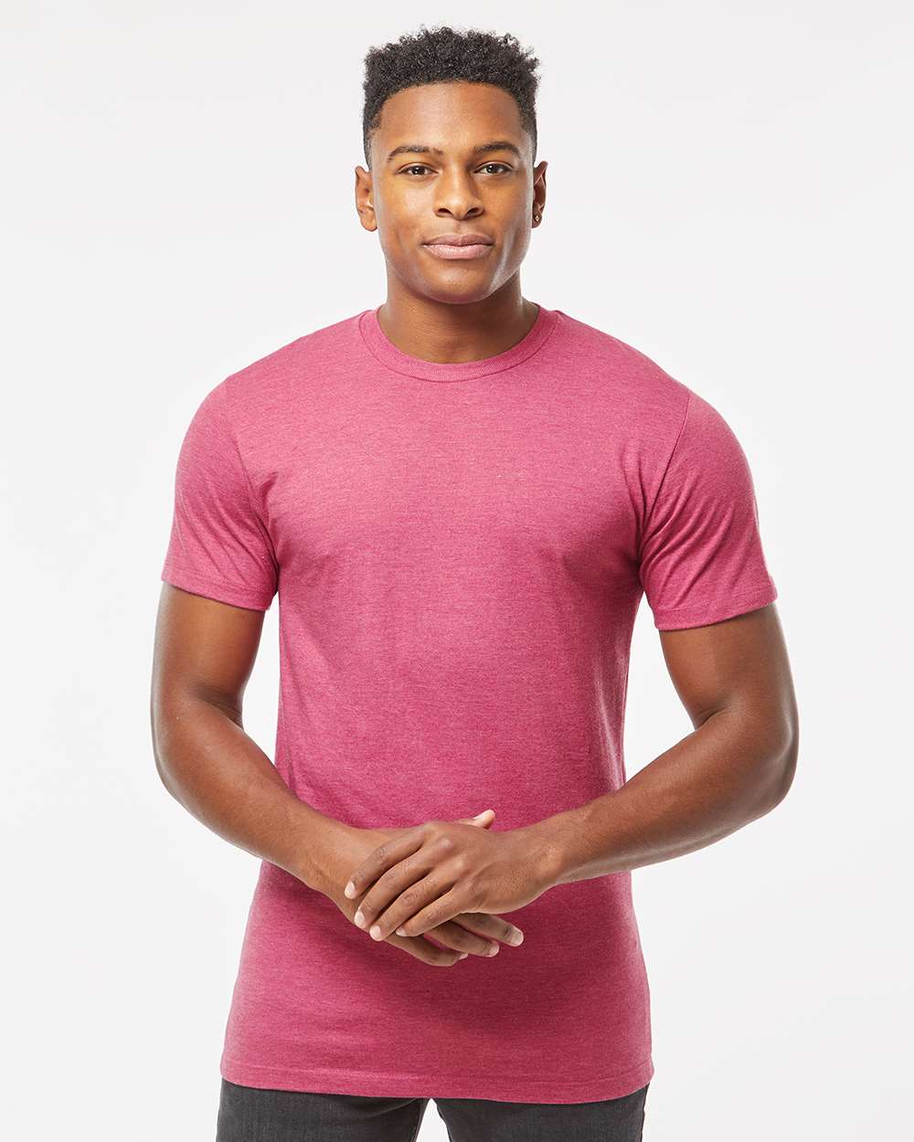Men's Premium Cotton Blend T-Shirt - OnModelFront - B11059525 - Cactus Flower Heather