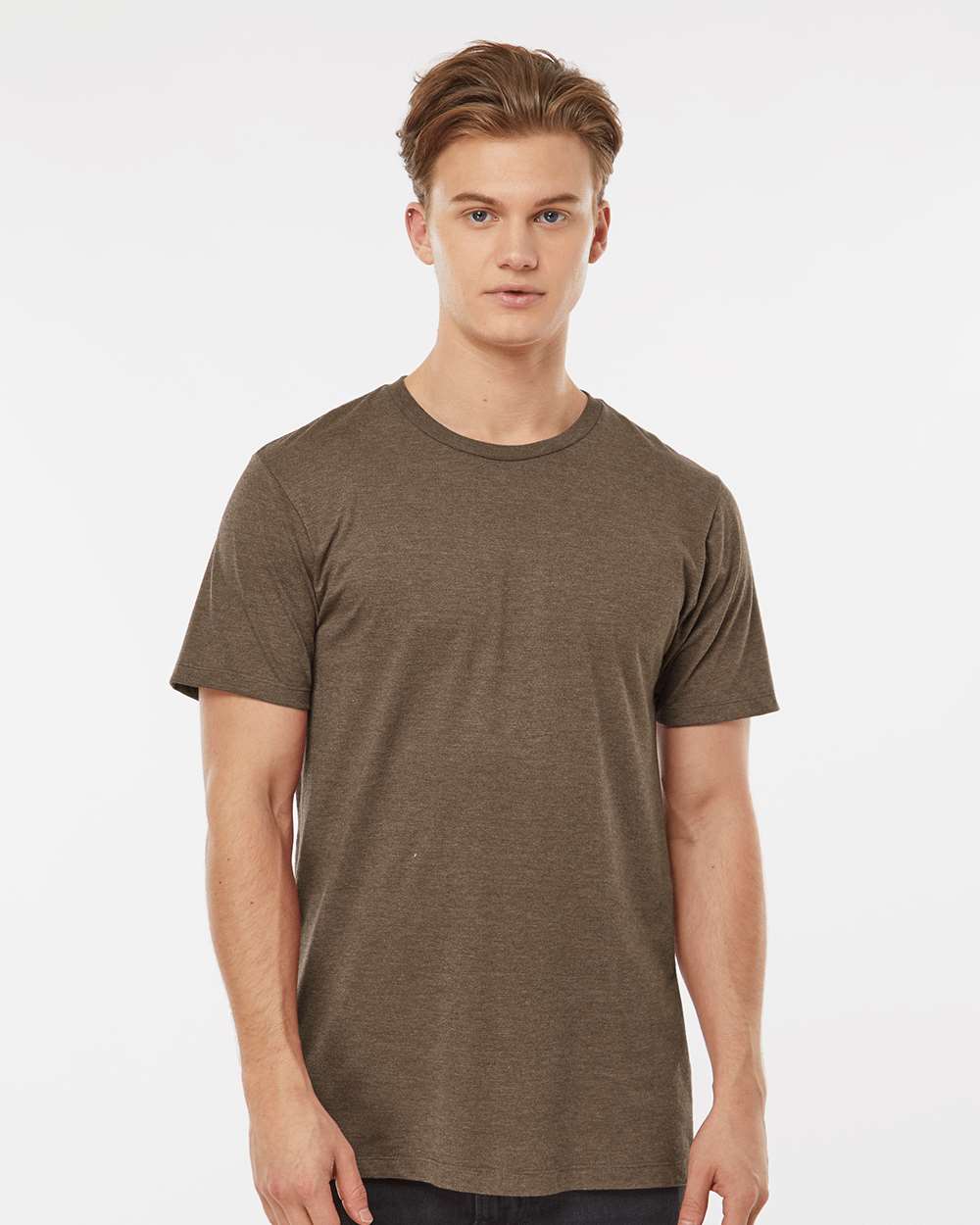 Men's Premium Cotton Blend T-Shirt - OnModelFront - B11059602 - Brown Heather