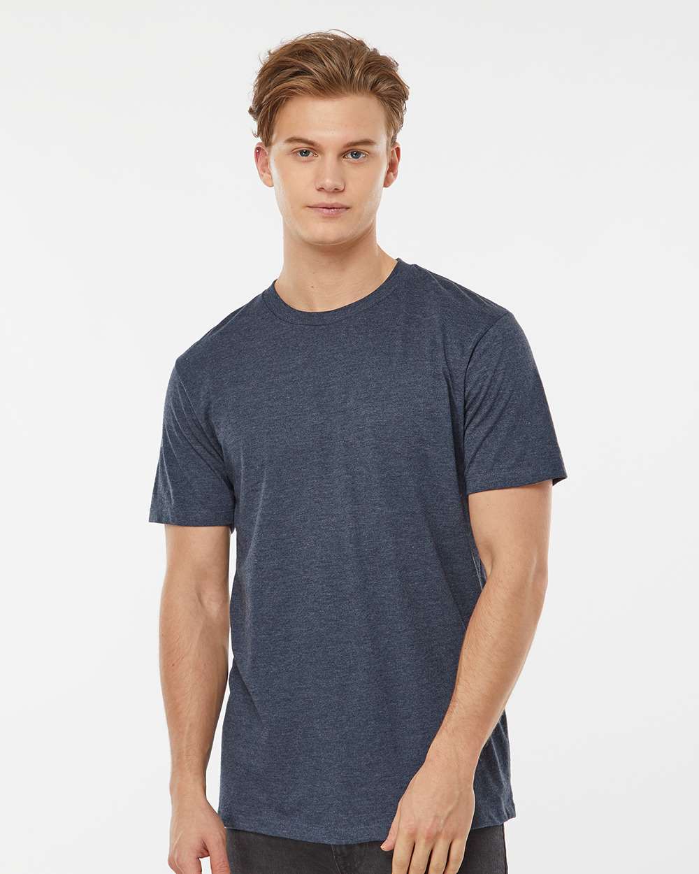 Men's Premium Cotton Blend T-Shirt - OnModelFront - B11059652 - Navy Heather