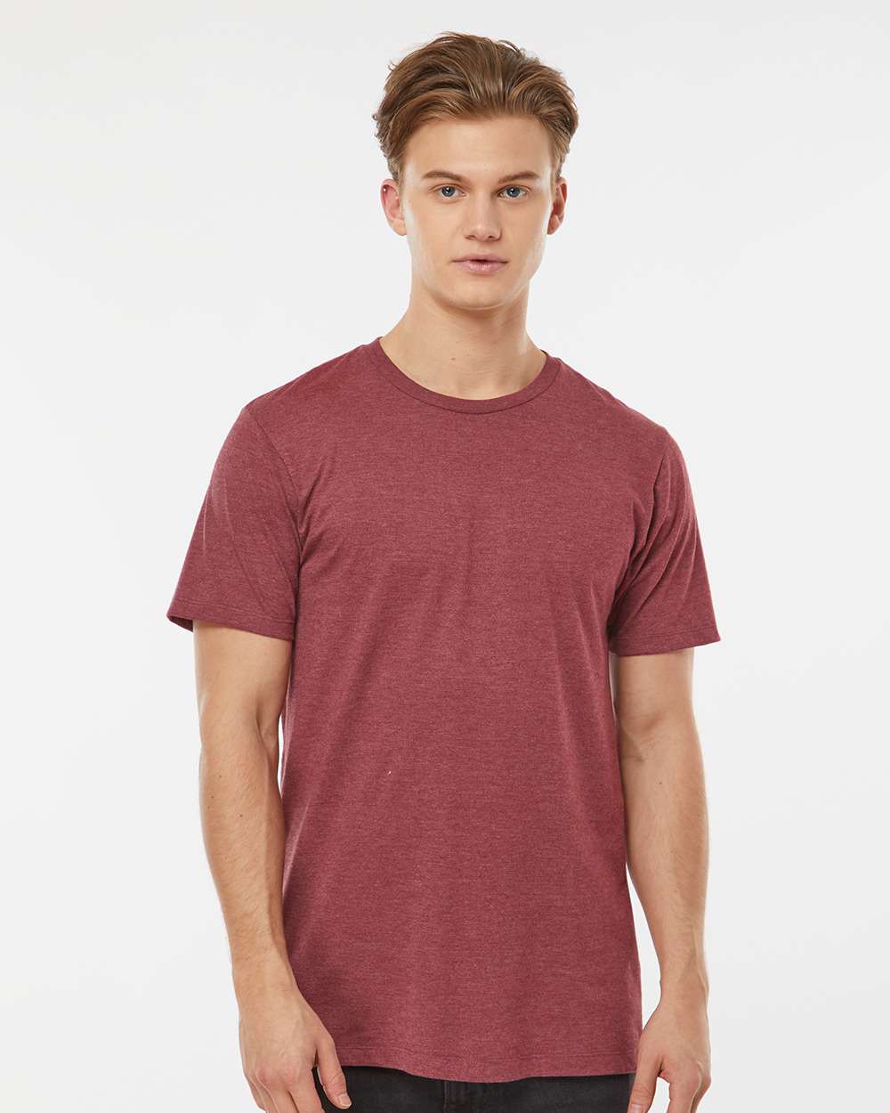 Men's Premium Cotton Blend T-Shirt - OnModelFront - B11059702 - Burgundy Heather