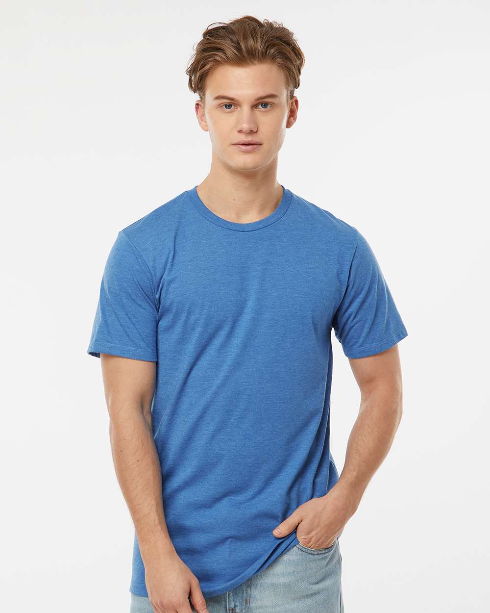 Men's Premium Cotton Blend T-Shirt - OnModelFront - B11059752 - Royal Heather