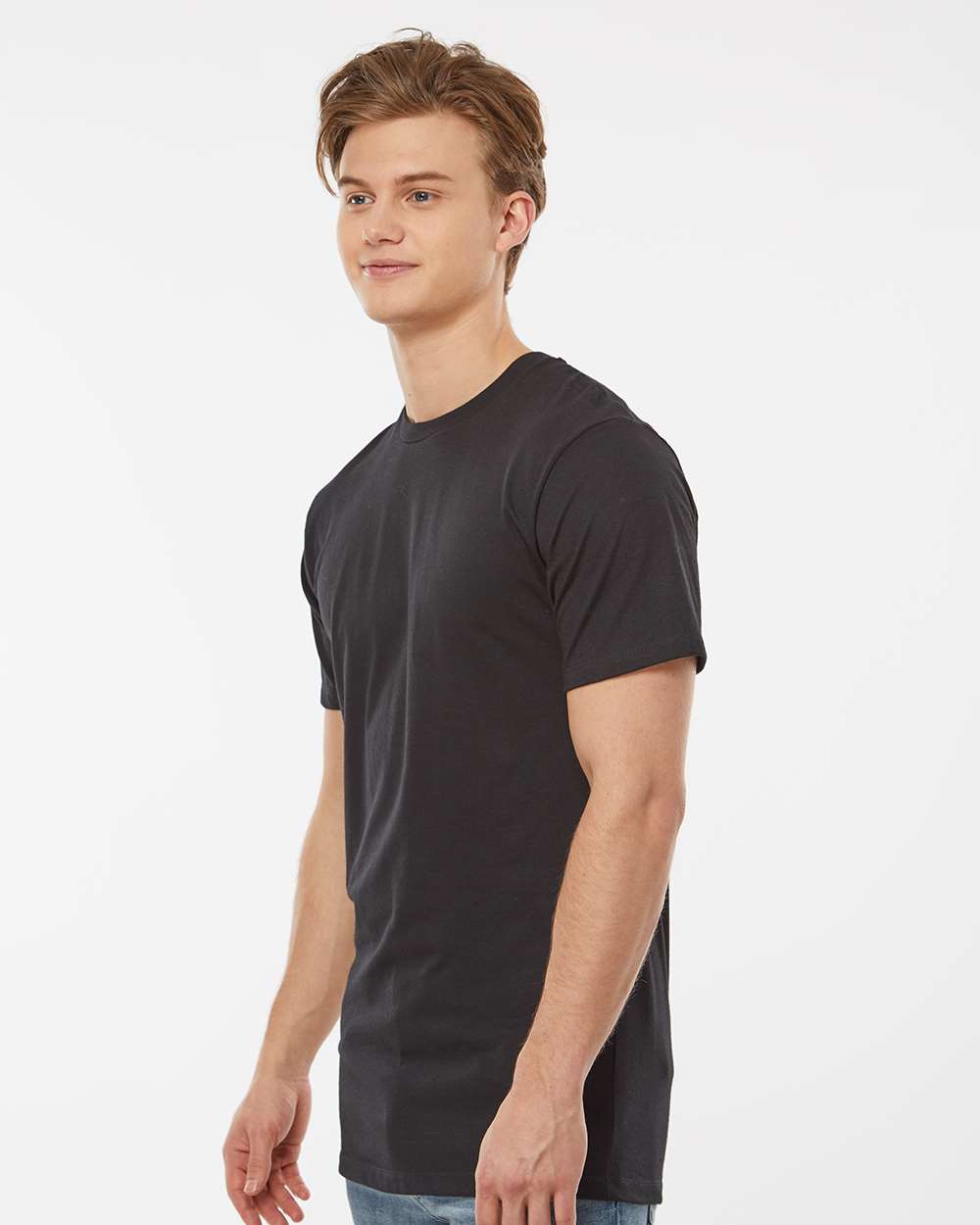 Men's Premium Cotton Blend T-Shirt - OnModelSide - B11059503 - Black