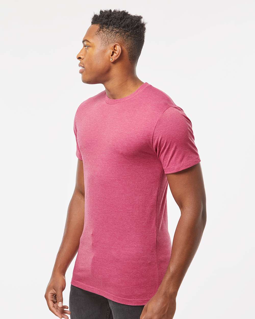 Men's Premium Cotton Blend T-Shirt - OnModelSide - B11059525 - Cactus Flower Heather