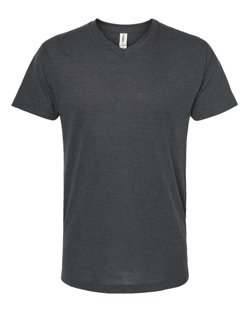 Men's Poly-Rich V-Neck T-Shirt - Front - B20059102 - Heather Charcoal