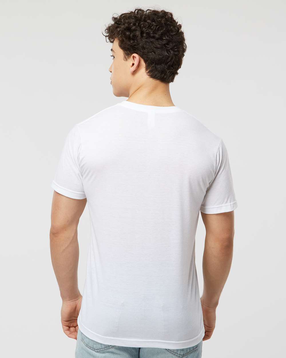 Men's Poly-Rich V-Neck T-Shirt - OnModelBack - B20059002 - White