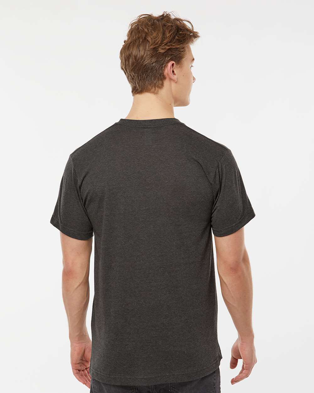 Men's Poly-Rich V-Neck T-Shirt - OnModelBack - B20059112 - Heather Graphite