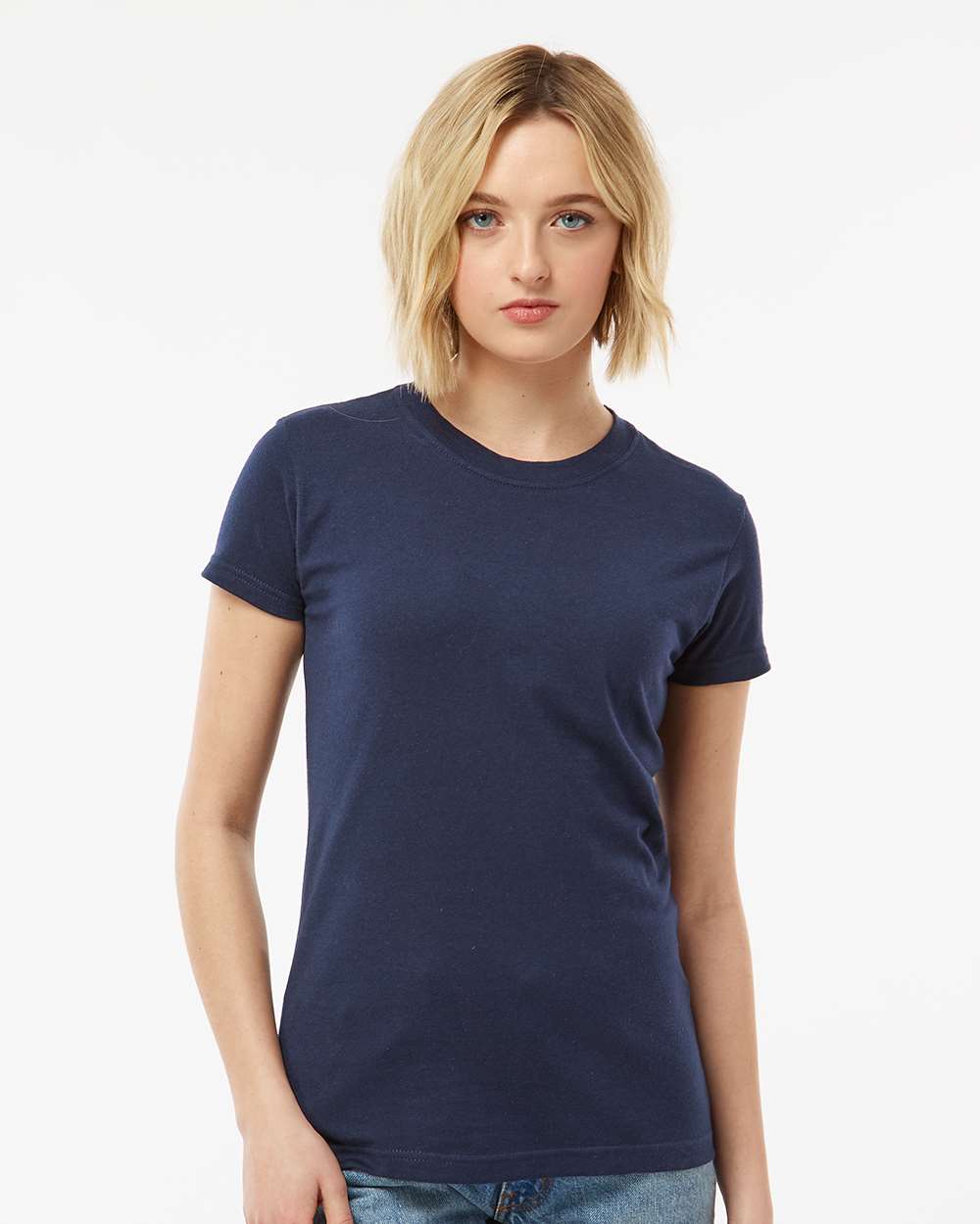 Women's Fine Jersey Slim Fit T-Shirt - OnModelFront - B20159652 - Navy