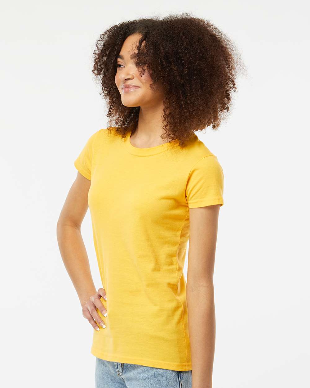 Women's Fine Jersey Slim Fit T-Shirt - OnModelSide - B20159132 - Sunshine