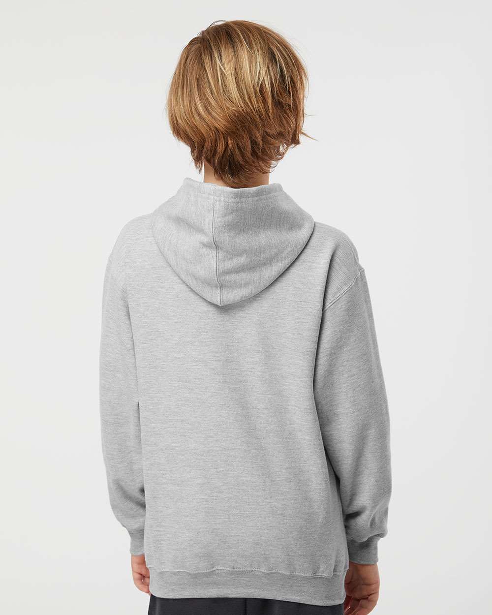 Youth Hooded Sweatshirt - OnModelBack - B40259092 - Heather Grey