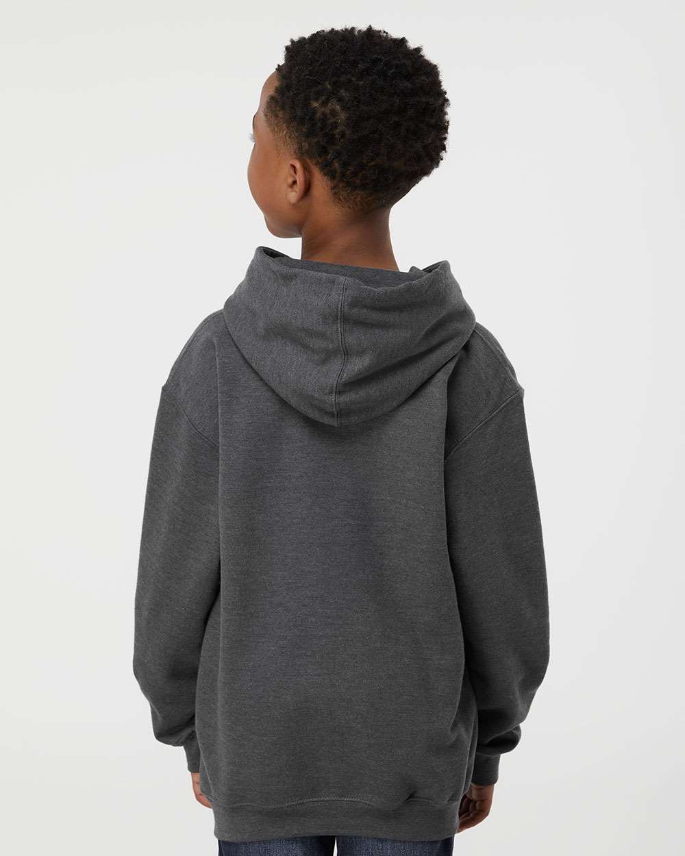 Youth Hooded Sweatshirt - OnModelBack - B40259102 - Heather Charcoal