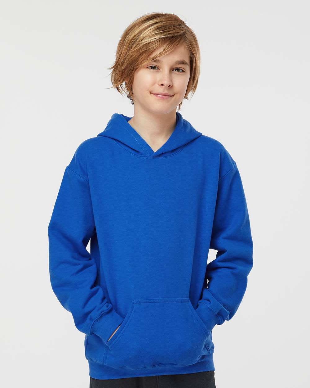 Youth Hooded Sweatshirt - OnModelFront - B40259752 - Royal