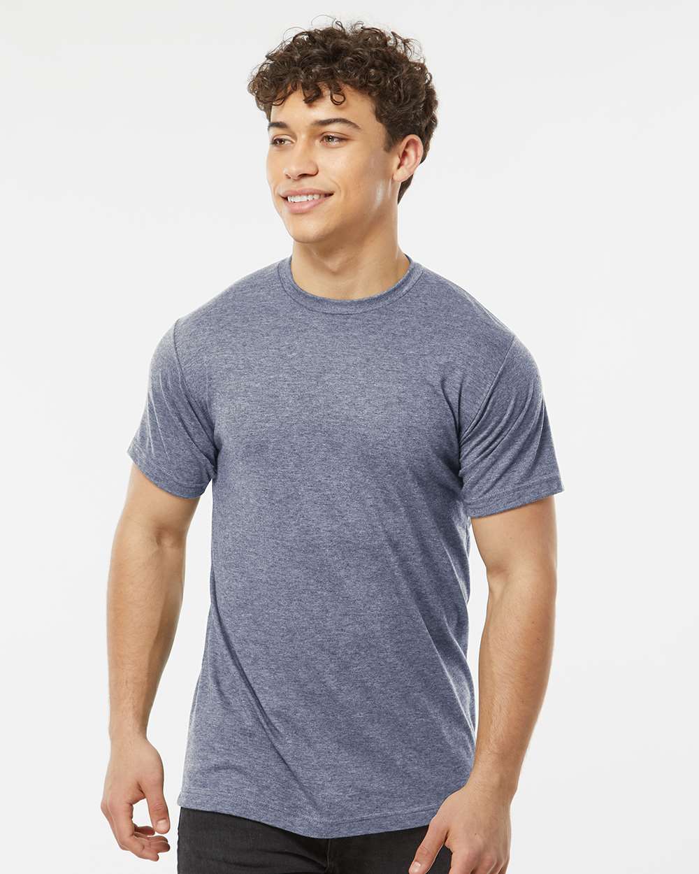 Men's Poly-Rich T-Shirt - OnModelFront - B20659102 - Heather Denim