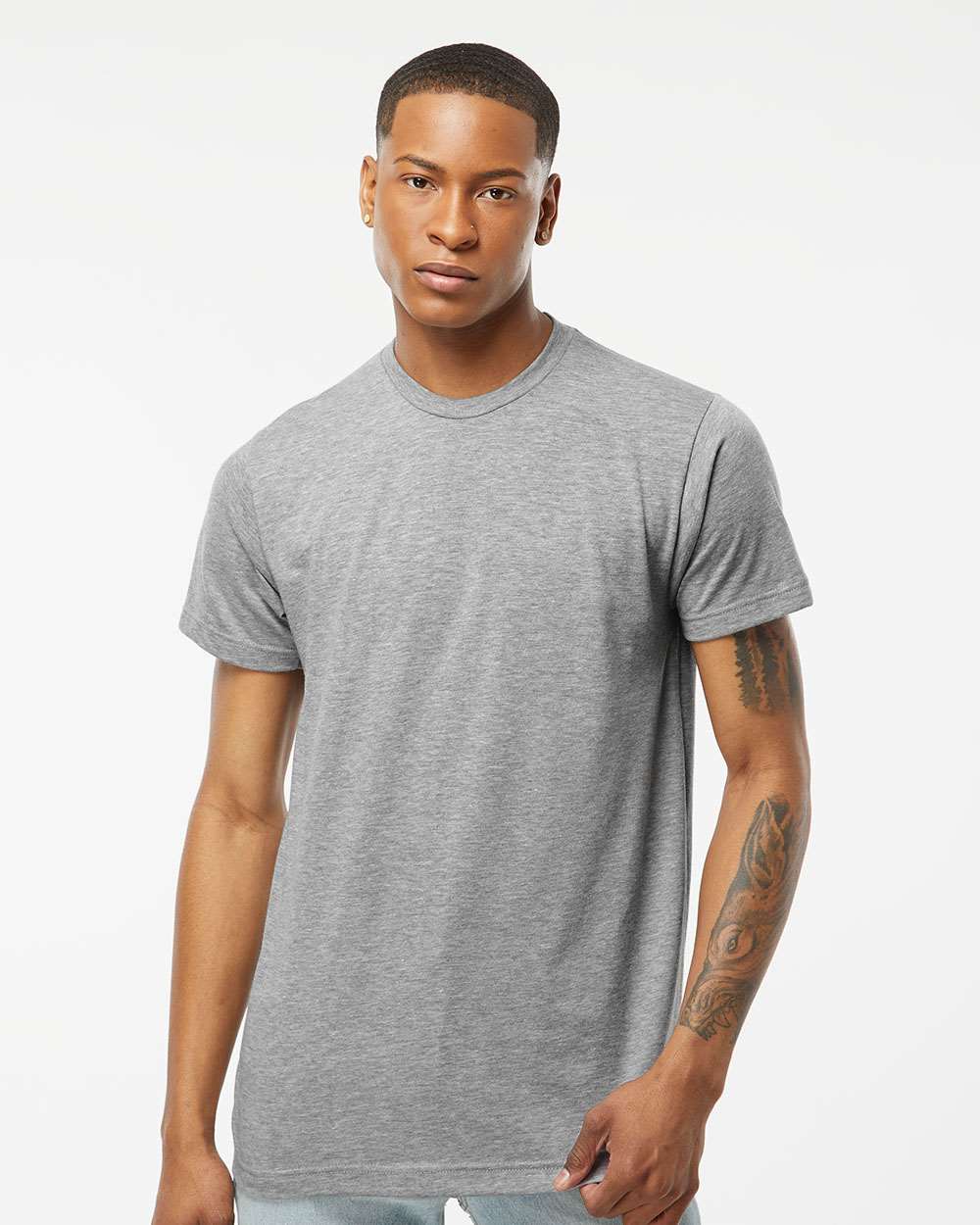 Men's Poly-Rich T-Shirt - OnModelFront - B20659122 - Heather Grey