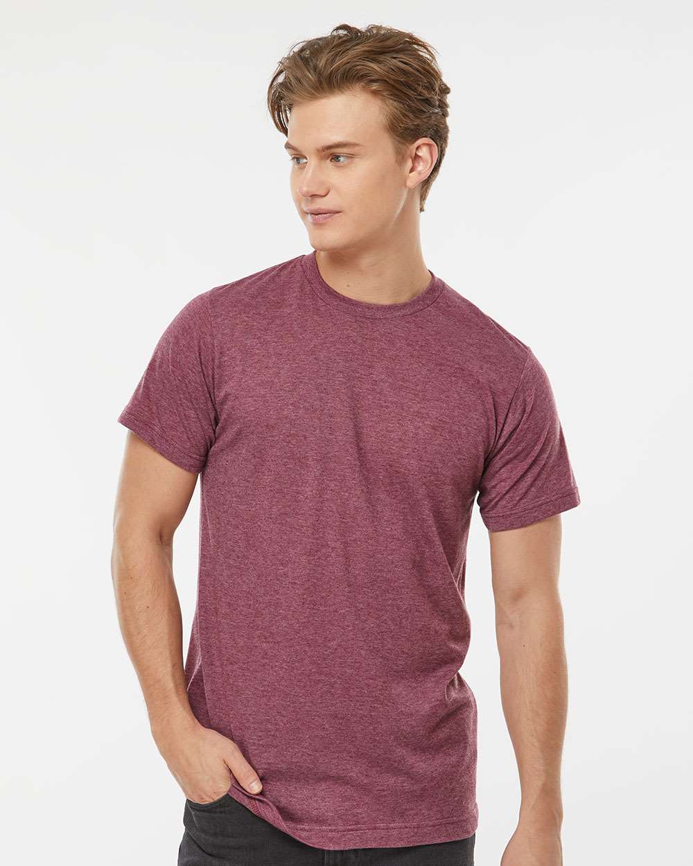 Men's Poly-Rich T-Shirt - OnModelFront - B20659532 - Heather Burgundy