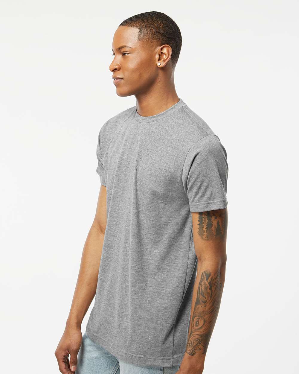 Men's Poly-Rich T-Shirt - OnModelSide - B20659122 - Heather Grey
