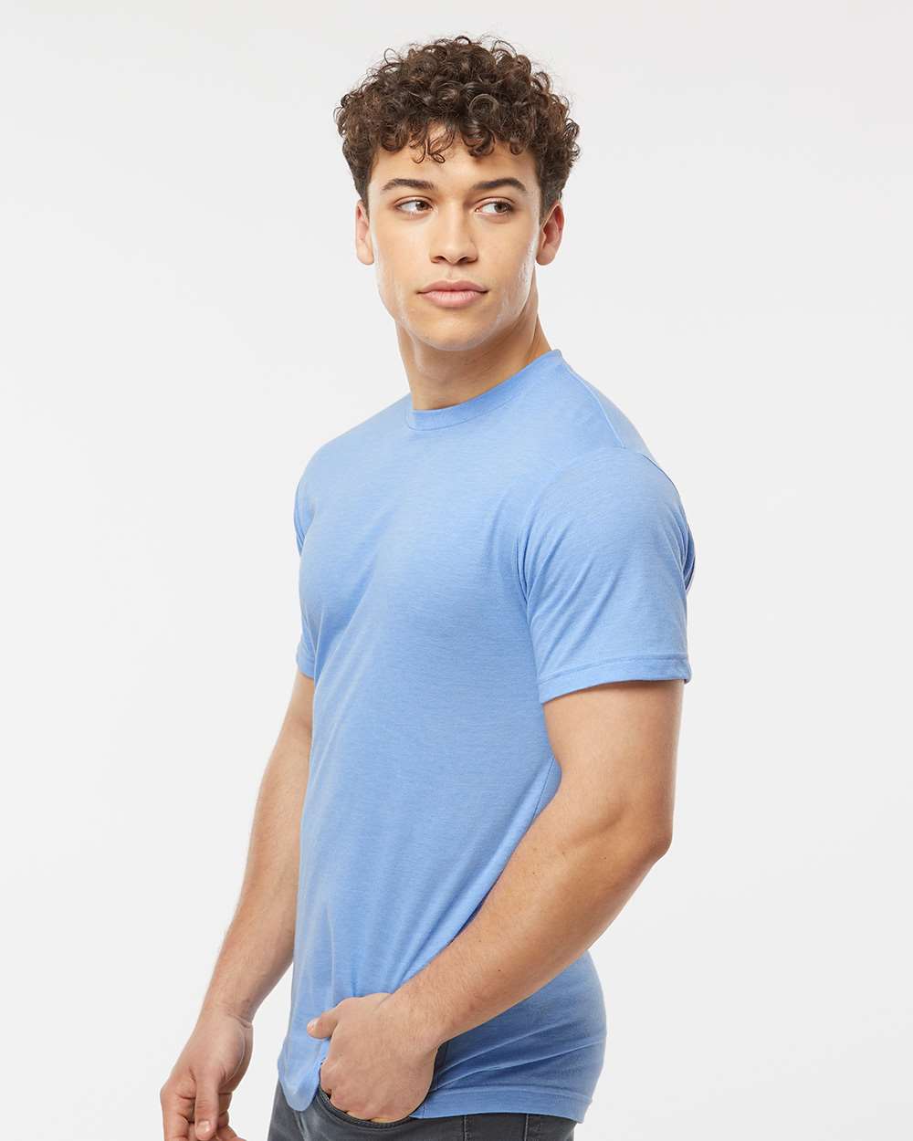 Men's Poly-Rich T-Shirt - OnModelSide - B20659252 - Heather Athletic Blue