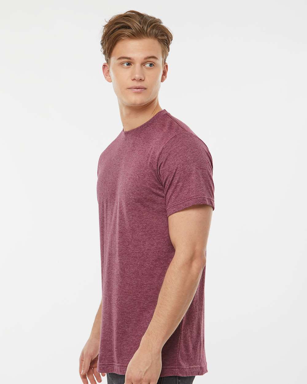 Men's Poly-Rich T-Shirt - OnModelSide - B20659532 - Heather Burgundy