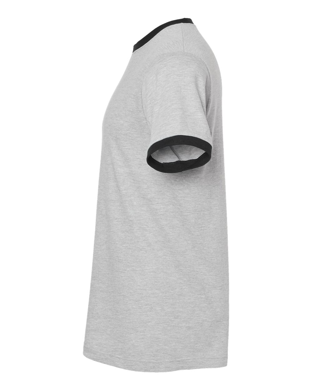 Unisex Fine Jersey Ringer T-Shirt - DirectSide - B30459092 - Heather Grey/ Black