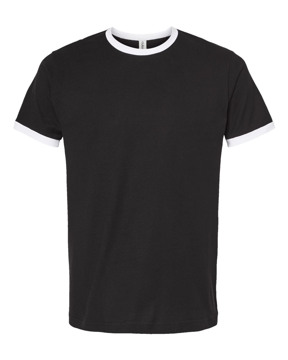 Unisex Fine Jersey Ringer T-Shirt - Front - B30459002 - Black/ White