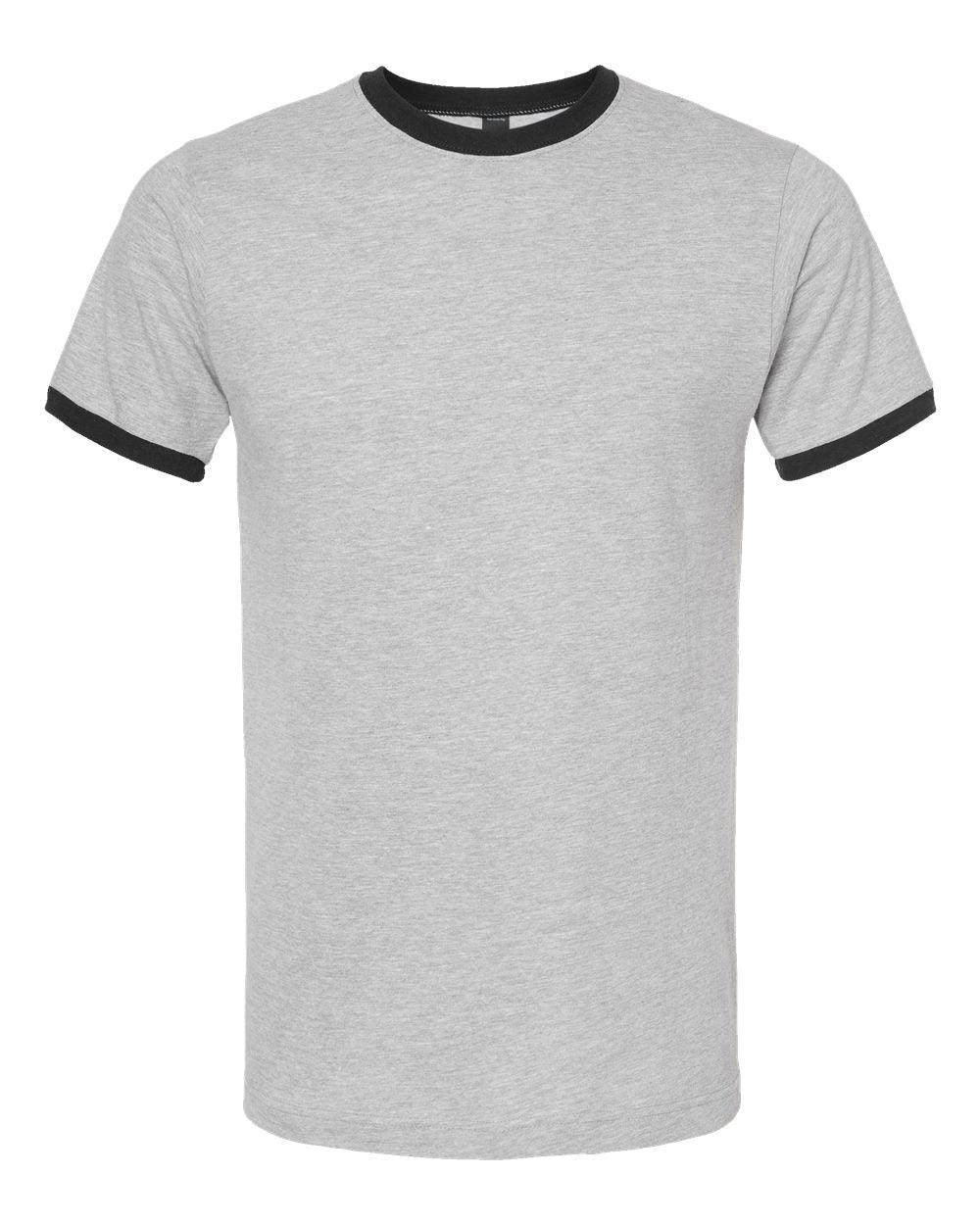 Unisex Fine Jersey Ringer T-Shirt - Front - B30459092 - Heather Grey/ Black