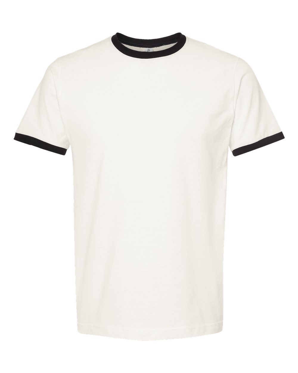 Unisex Fine Jersey Ringer T-Shirt - Front - B30459502 - Vintage White/ Black