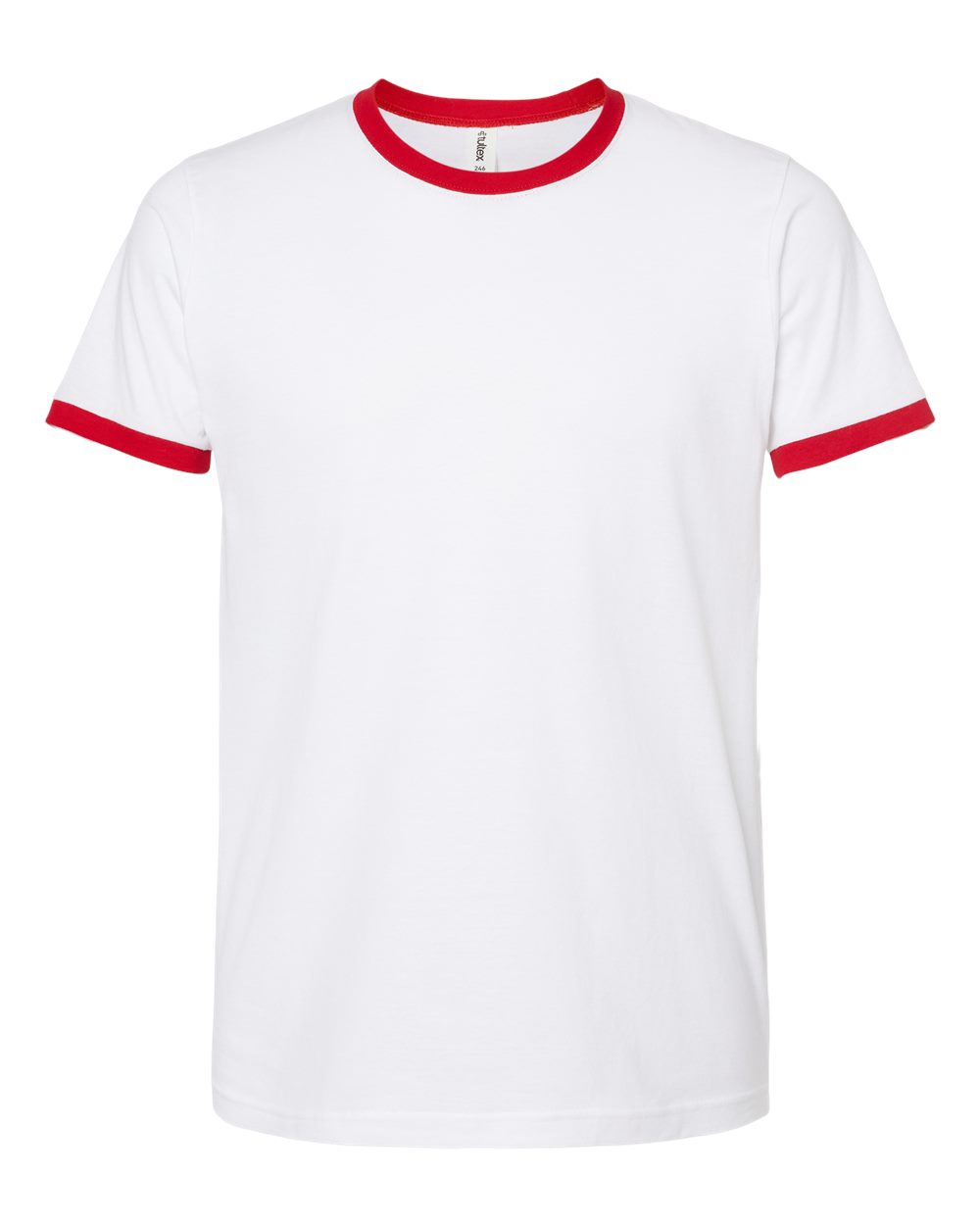 Unisex Fine Jersey Ringer T-Shirt - Front - B30459702 - White/ Red