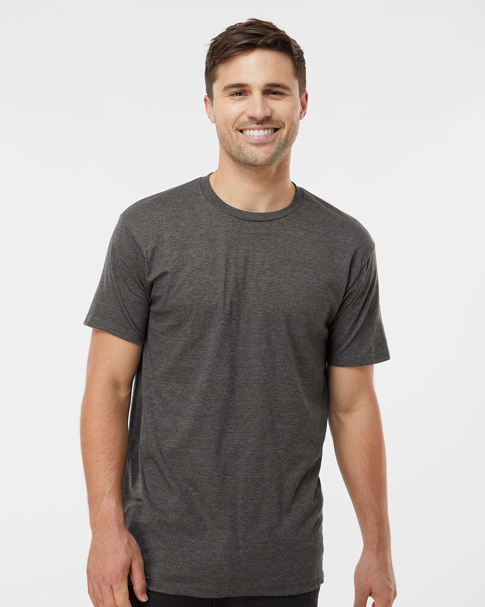 Unisex Heavyweight Jersey T-Shirt - OnModelFront - B30959092 - Heather Charcoal