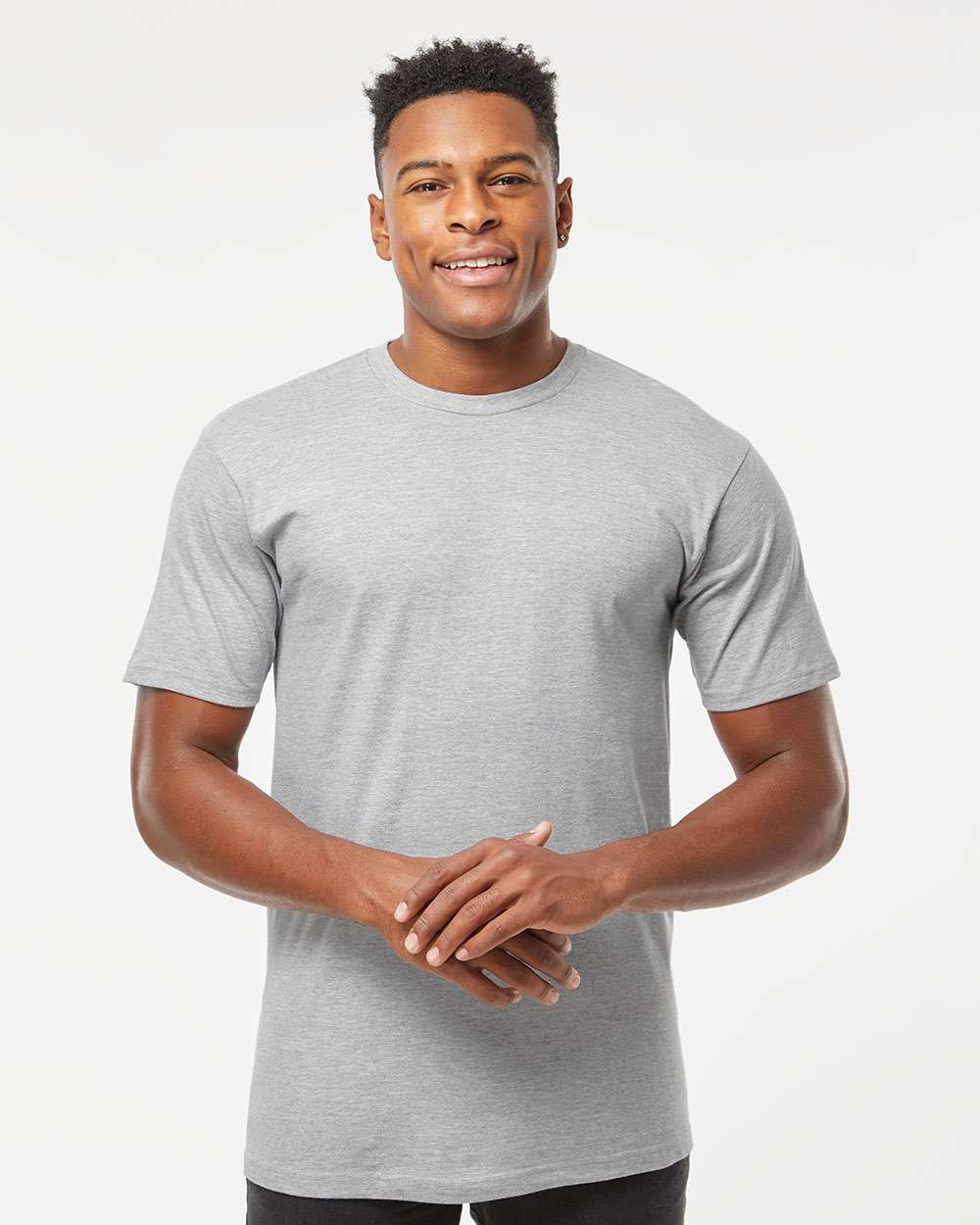 Unisex Heavyweight Jersey T-Shirt - OnModelFront - B30959112 - Heather Grey