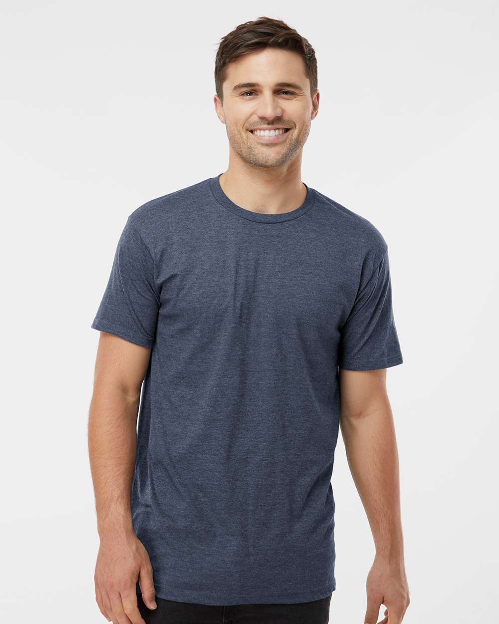 Unisex Heavyweight Jersey T-Shirt - OnModelFront - B30959252 - Heather Denim