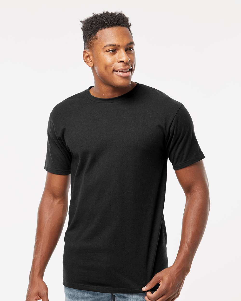 Unisex Heavyweight Jersey T-Shirt - OnModelFront - B30959502 - Black