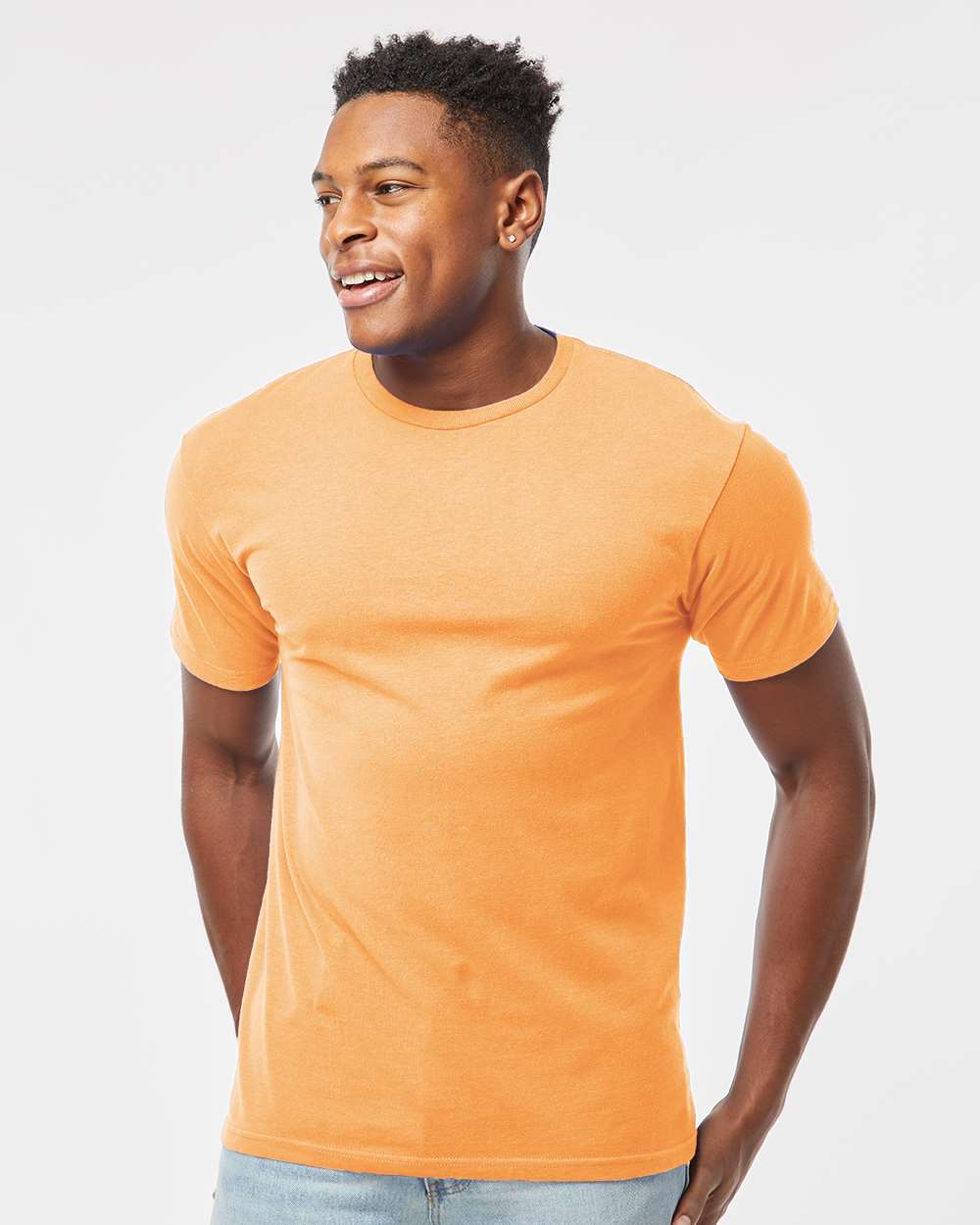 Unisex Heavyweight Jersey T-Shirt - OnModelFront - B30959662 - Cantaloupe