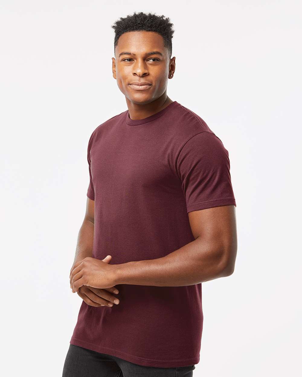 Unisex Heavyweight Jersey T-Shirt - OnModelSide - B30959702 - Burgundy