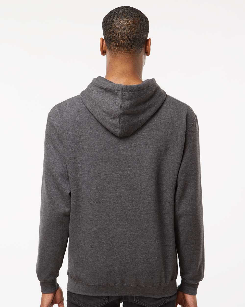 Unisex Fleece Hooded Sweatshirt - OnModelBack - B31359092 - Heather Charcoal