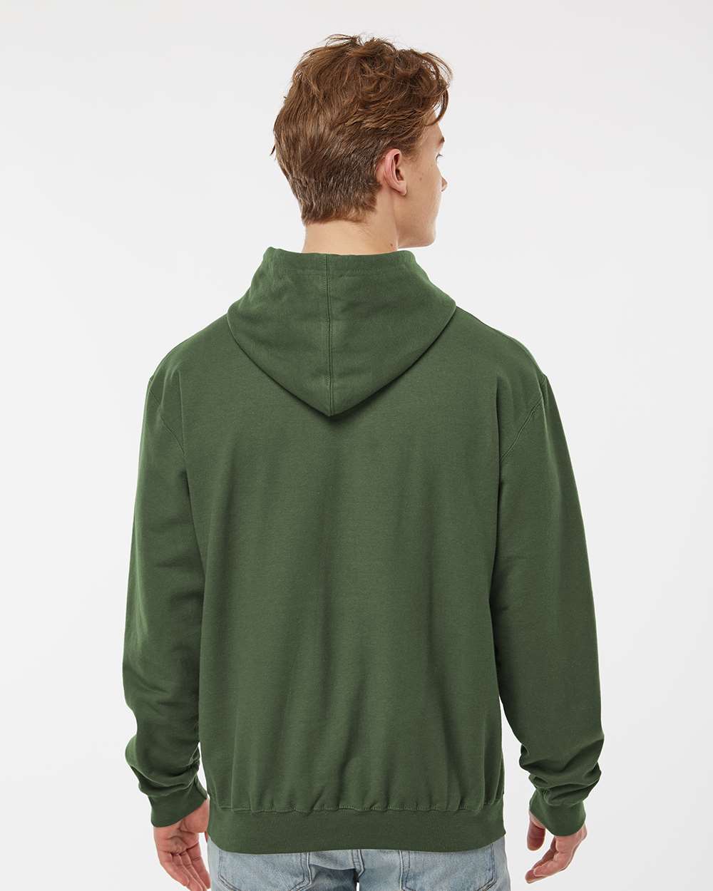 Unisex Fleece Hooded Sweatshirt - OnModelBack - B31359552 - Military Green