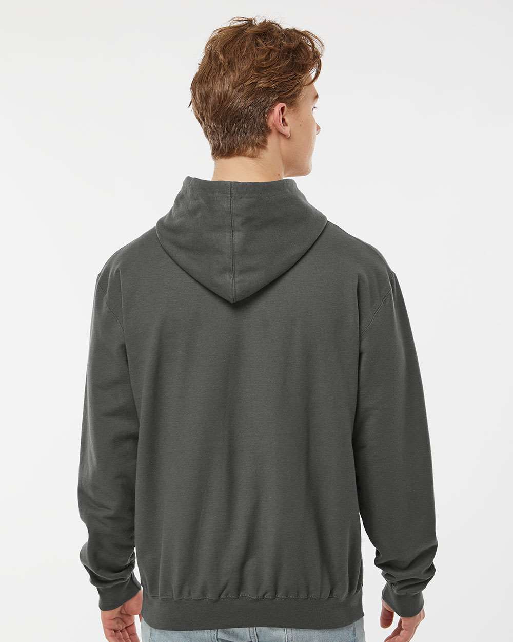 Unisex Fleece Hooded Sweatshirt - OnModelBack - B31359592 - Charcoal