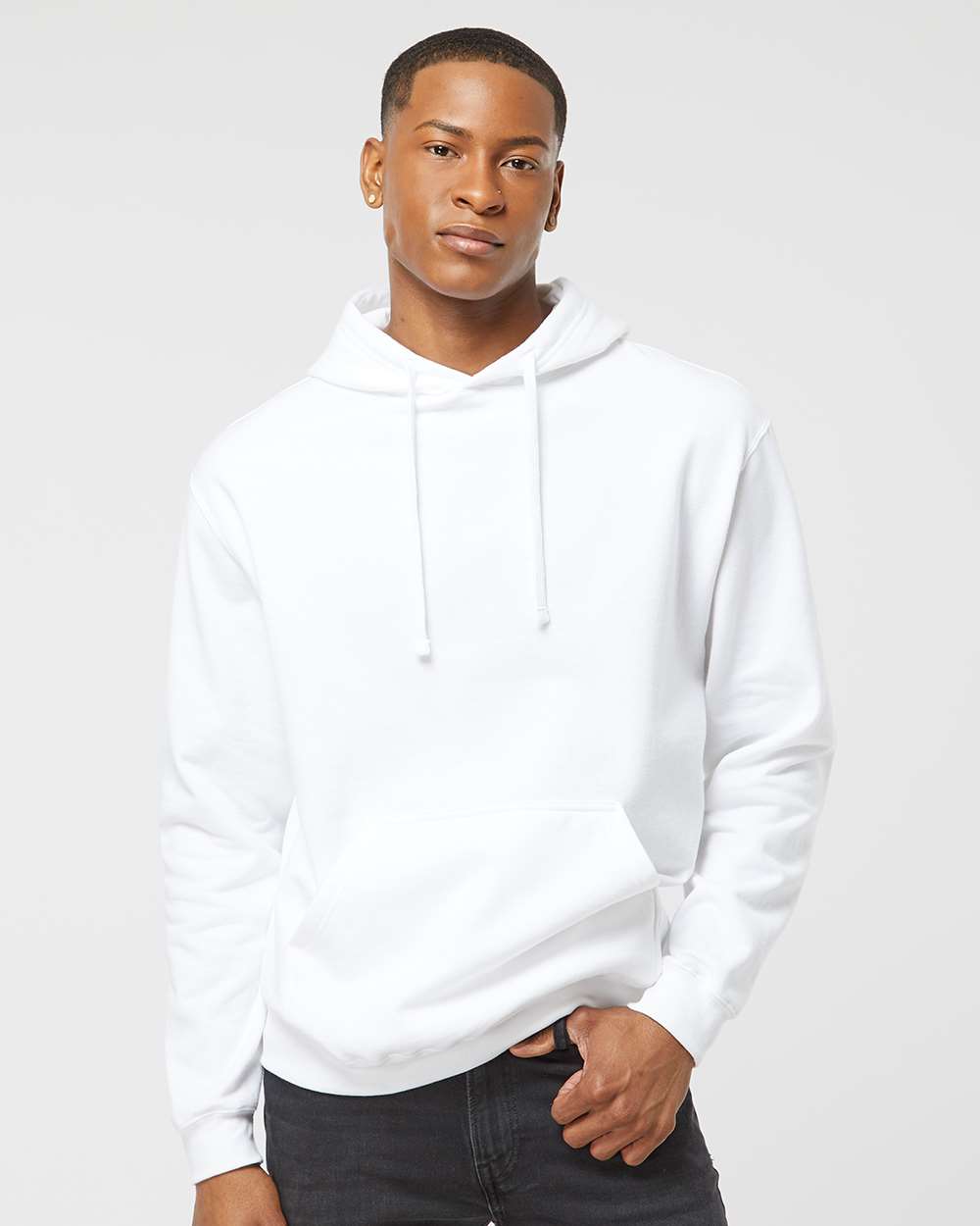 Unisex Fleece Hooded Sweatshirt - OnModelFront - B31359002 - White