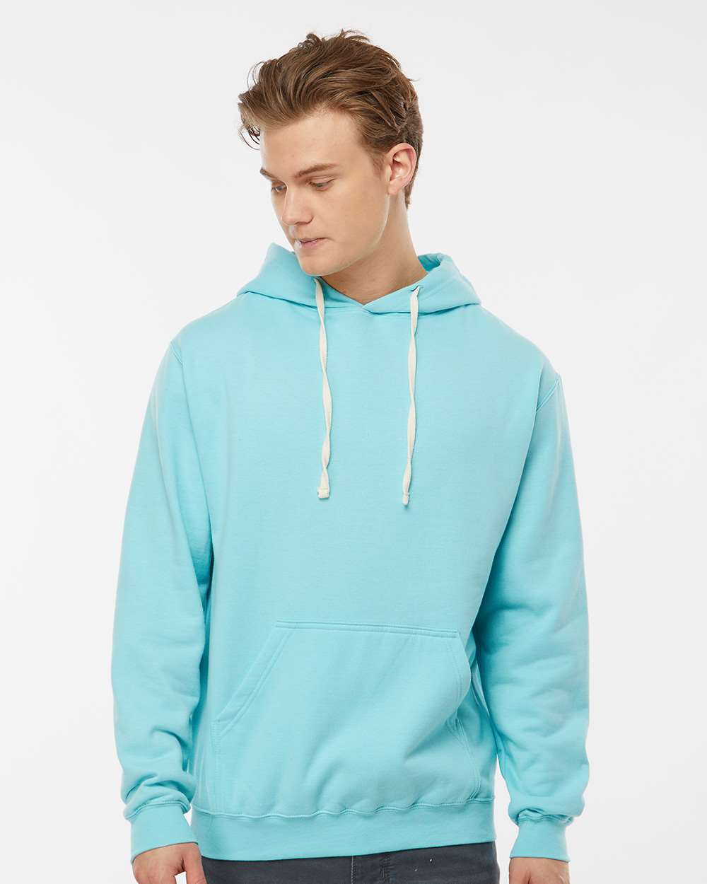 Unisex Fleece Hooded Sweatshirt - OnModelFront - B31359122 - Purist Blue