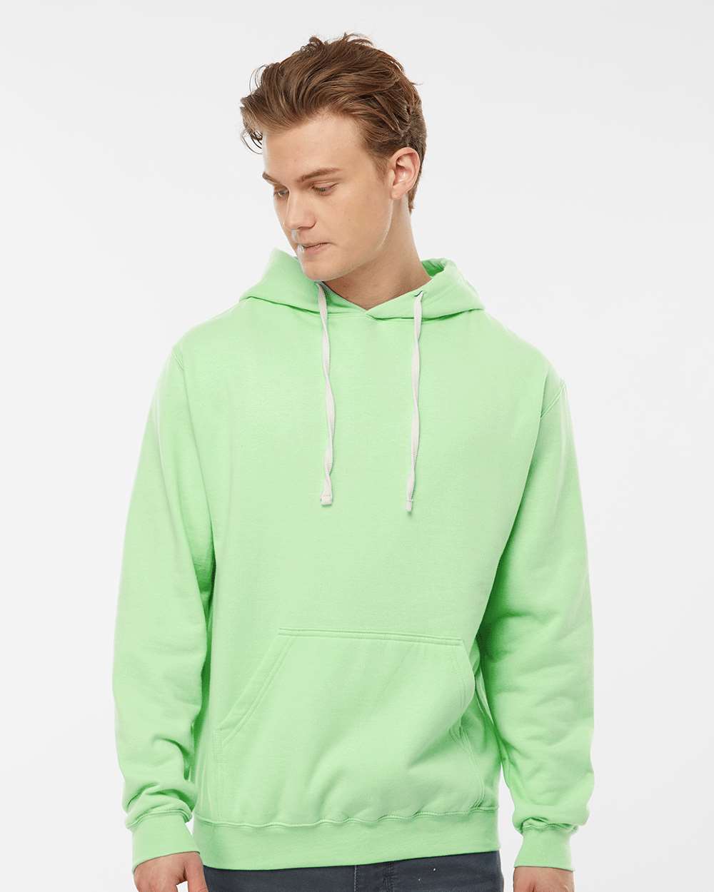 Unisex Fleece Hooded Sweatshirt - OnModelFront - B31359172 - Neo Mint