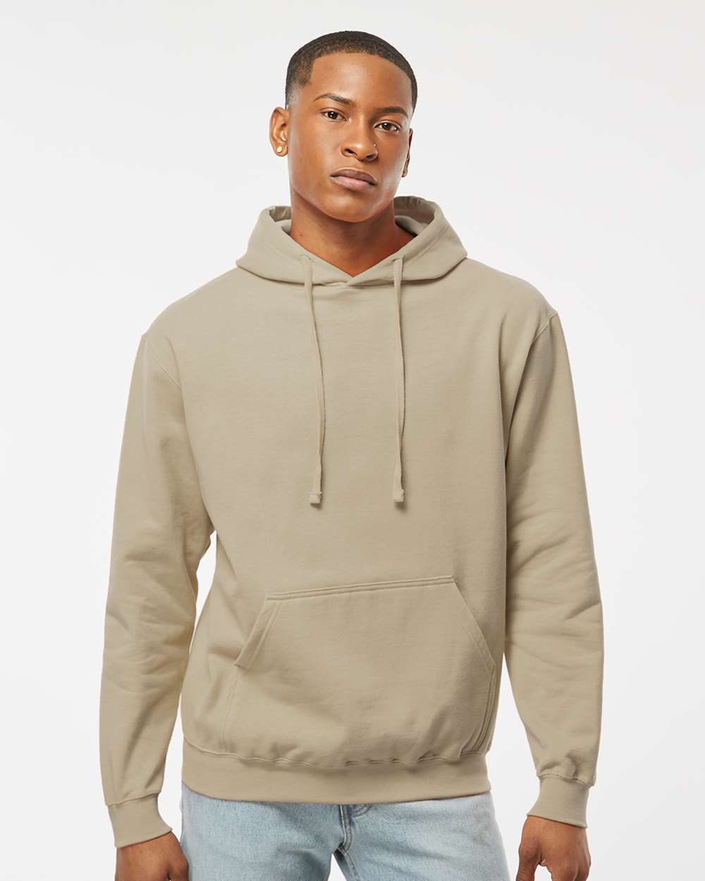 Unisex Fleece Hooded Sweatshirt - OnModelFront - B31359242 - Sand