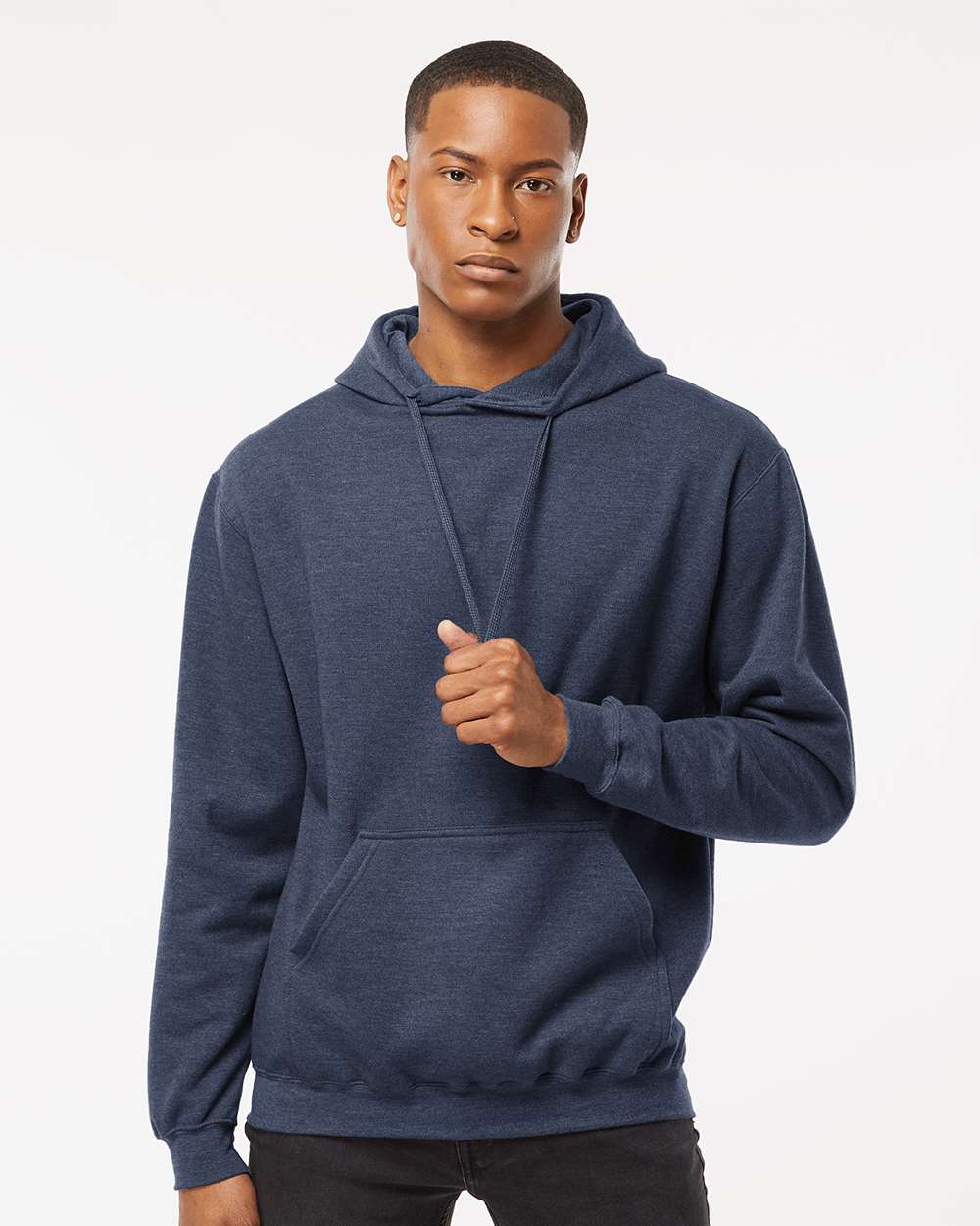 Unisex Fleece Hooded Sweatshirt - OnModelFront - B31359252 - Heather Denim