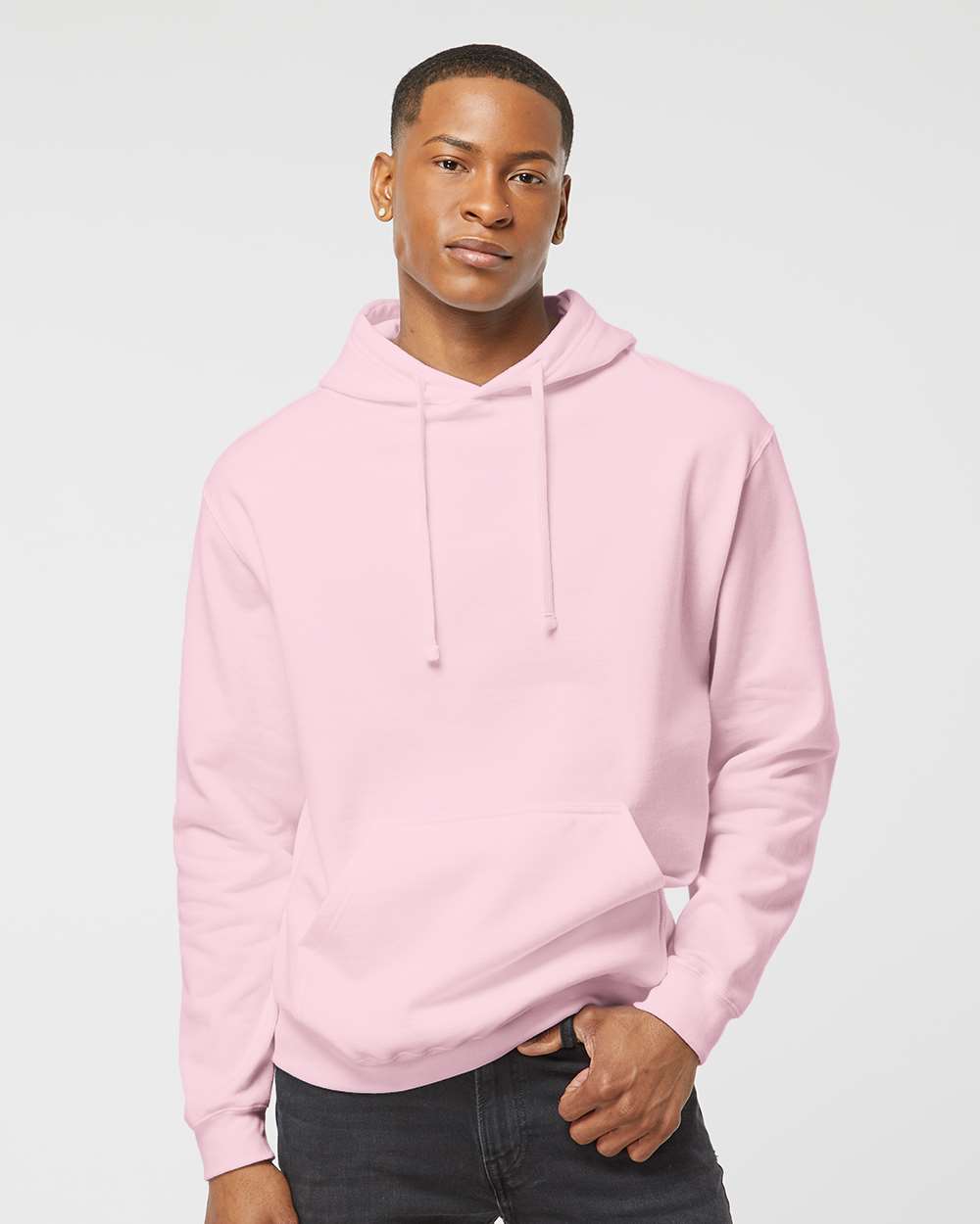 Unisex Fleece Hooded Sweatshirt - OnModelFront - B31359302 - Light Pink