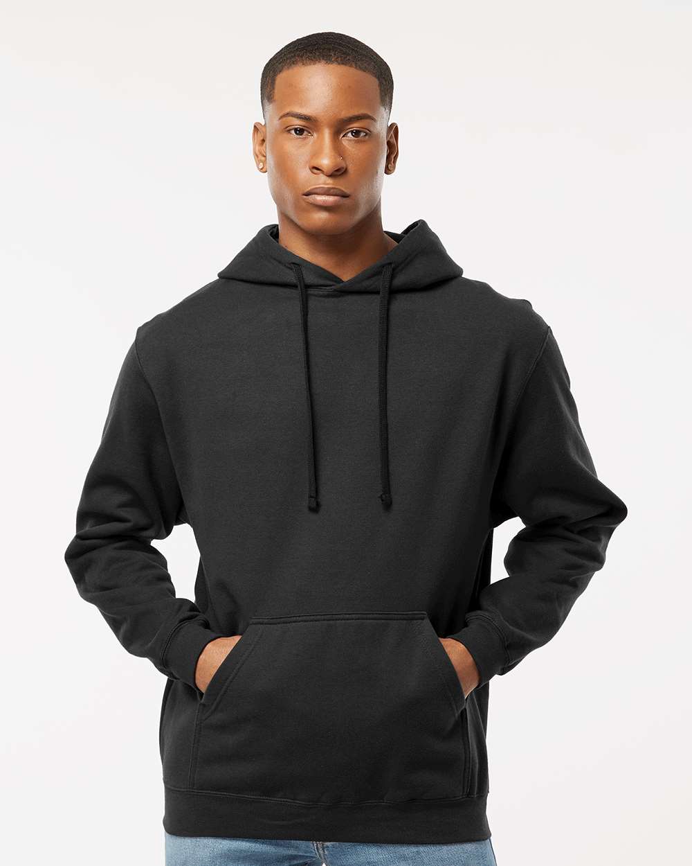 Unisex Fleece Hooded Sweatshirt - OnModelFront - B31359502 - Black
