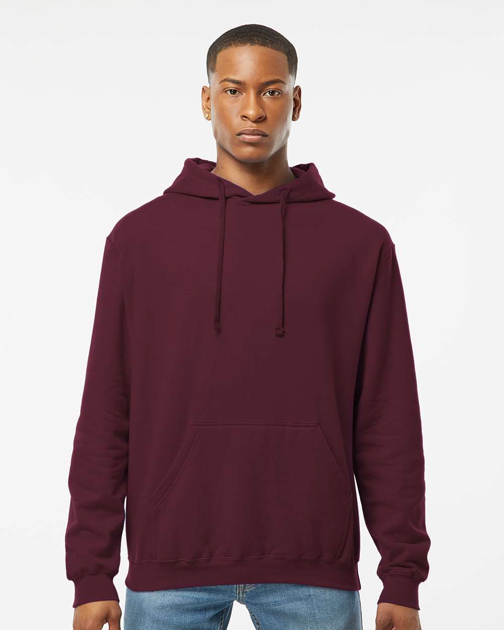 Unisex Fleece Hooded Sweatshirt - OnModelFront - B31359532 - Maroon