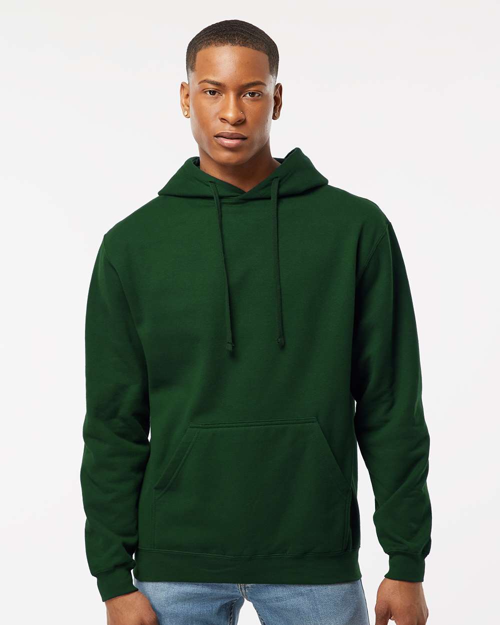 Unisex Fleece Hooded Sweatshirt - OnModelFront - B31359542 - Forest