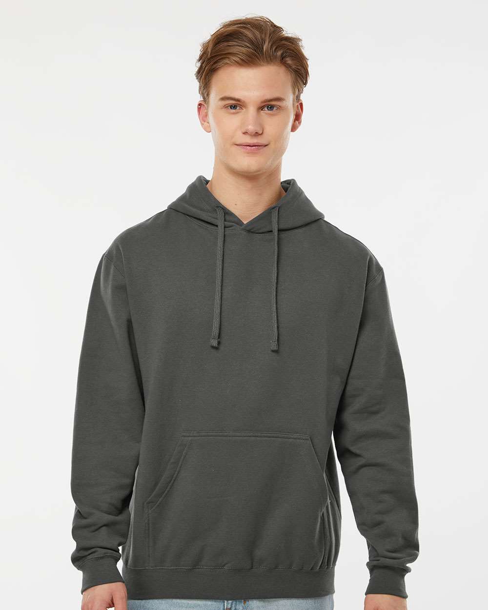 Unisex Fleece Hooded Sweatshirt - OnModelFront - B31359592 - Charcoal