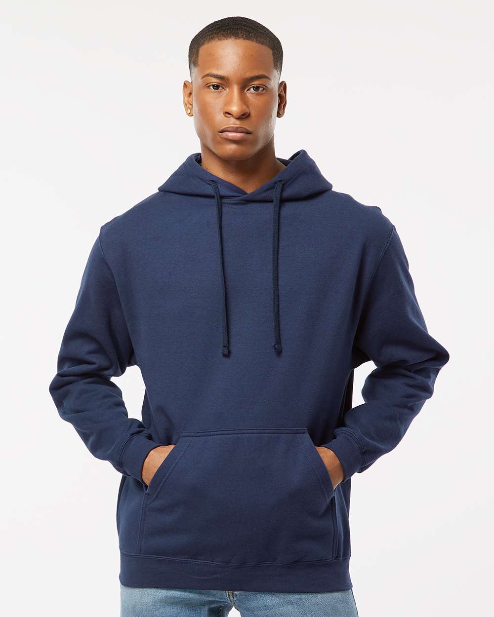 Unisex Fleece Hooded Sweatshirt - OnModelFront - B31359652 - Navy