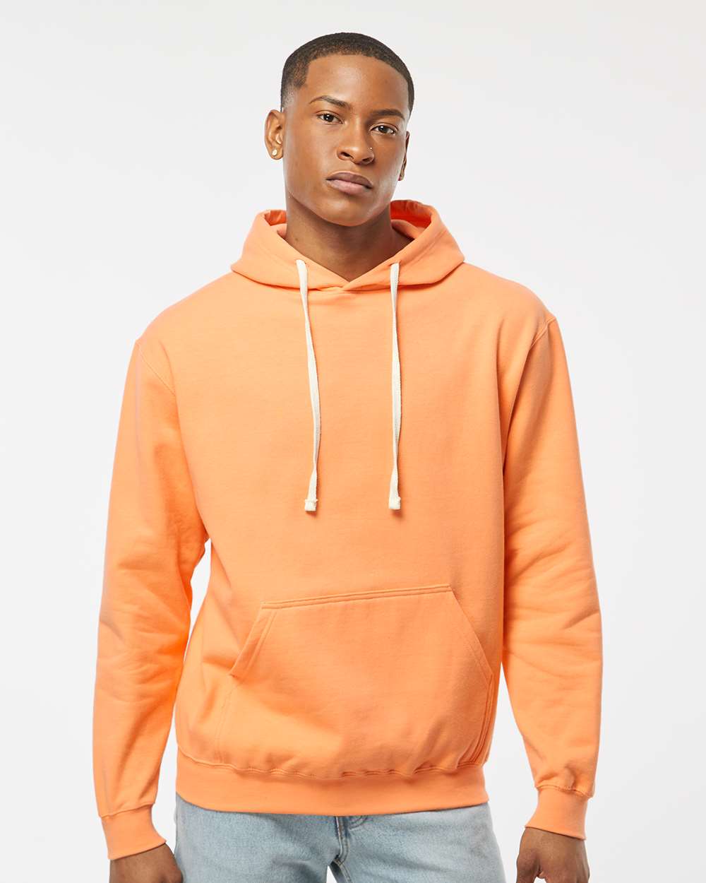Unisex Fleece Hooded Sweatshirt - OnModelFront - B31359662 - Cantaloupe
