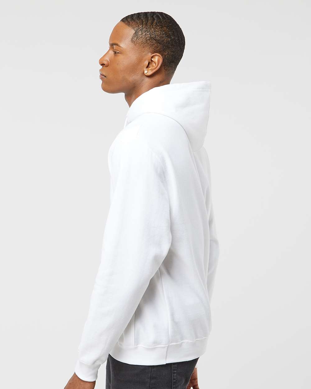 Unisex Fleece Hooded Sweatshirt - OnModelSide - B31359002 - White