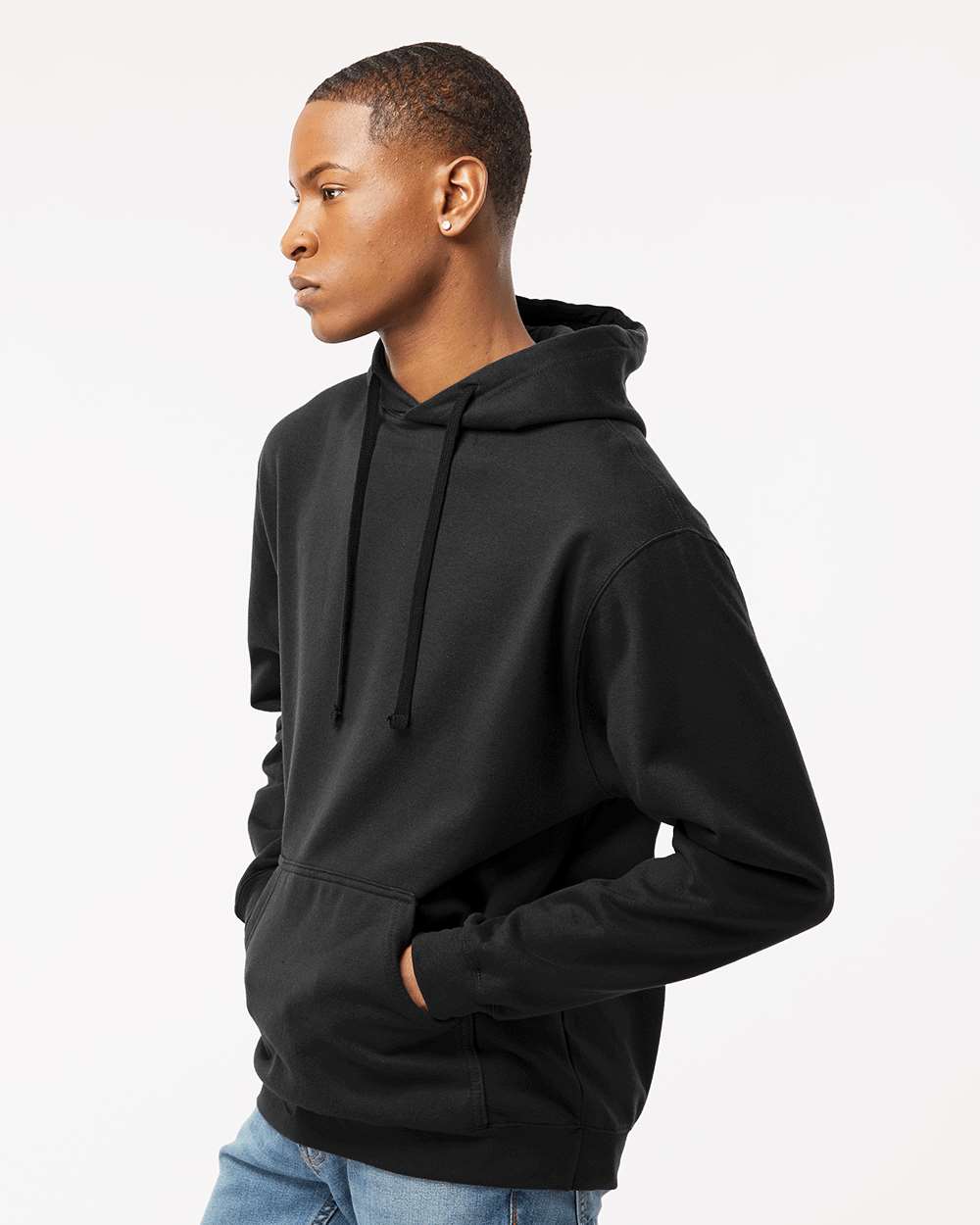 Unisex Fleece Hooded Sweatshirt - OnModelSide - B31359502 - Black